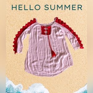 Solitaire Swim Cover Up Dress Womens  White Crochet V Neck Pullover M White/red